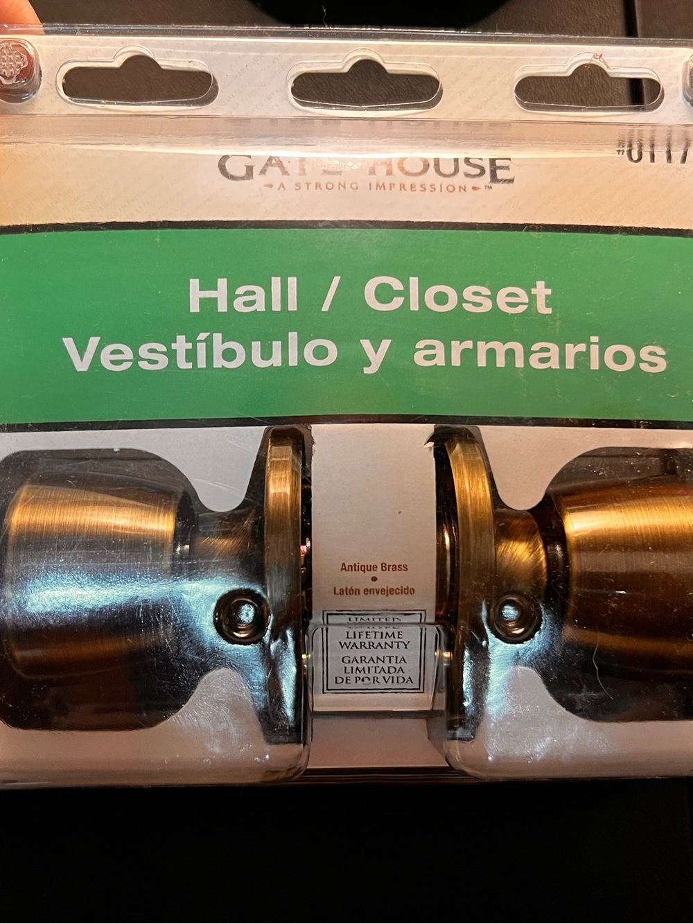 New Gatehouse Polished Brass Hall/Closet Door Knob Adjustable Backset  #TS830